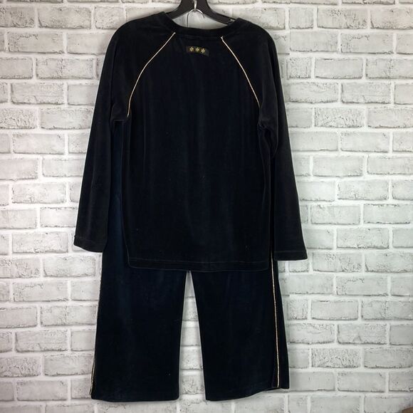 Vintage Catalina Jogging Suit Sweat Suit Velvet Size Medium Black Gold 2 piece - Picture 11 of 11